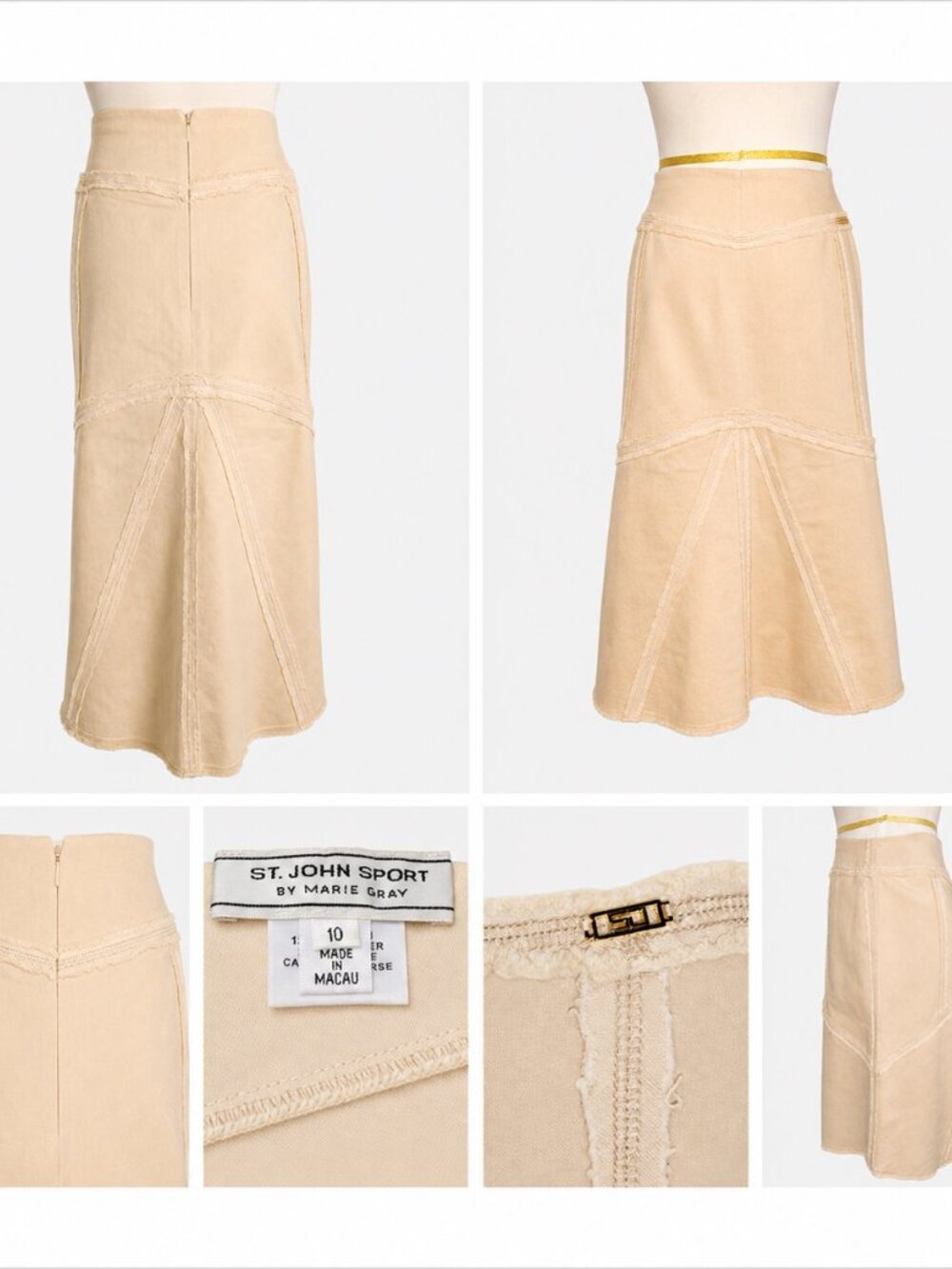 St. John Sport by Marie Gray Beige A-Line Skirt Size 10